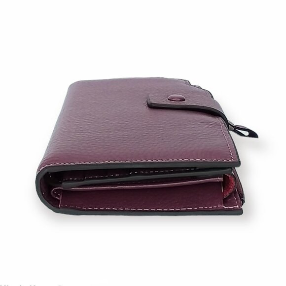 Itslife Bifold Wallet Purple Pebbled Leather RFID Large Capacity Multi Pockets - Picture 3 of 14
